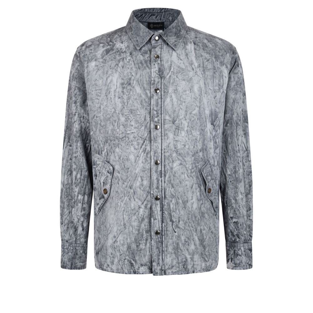 Mr&Mrs Italy Grey Viscose Men Shirt - Contemporary Style