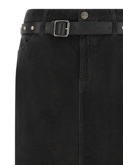 PINKO Black Cotton Midi Skirt