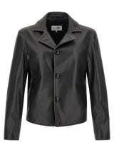 Veste en cuir de polyester noir MM6 Maison Margiela