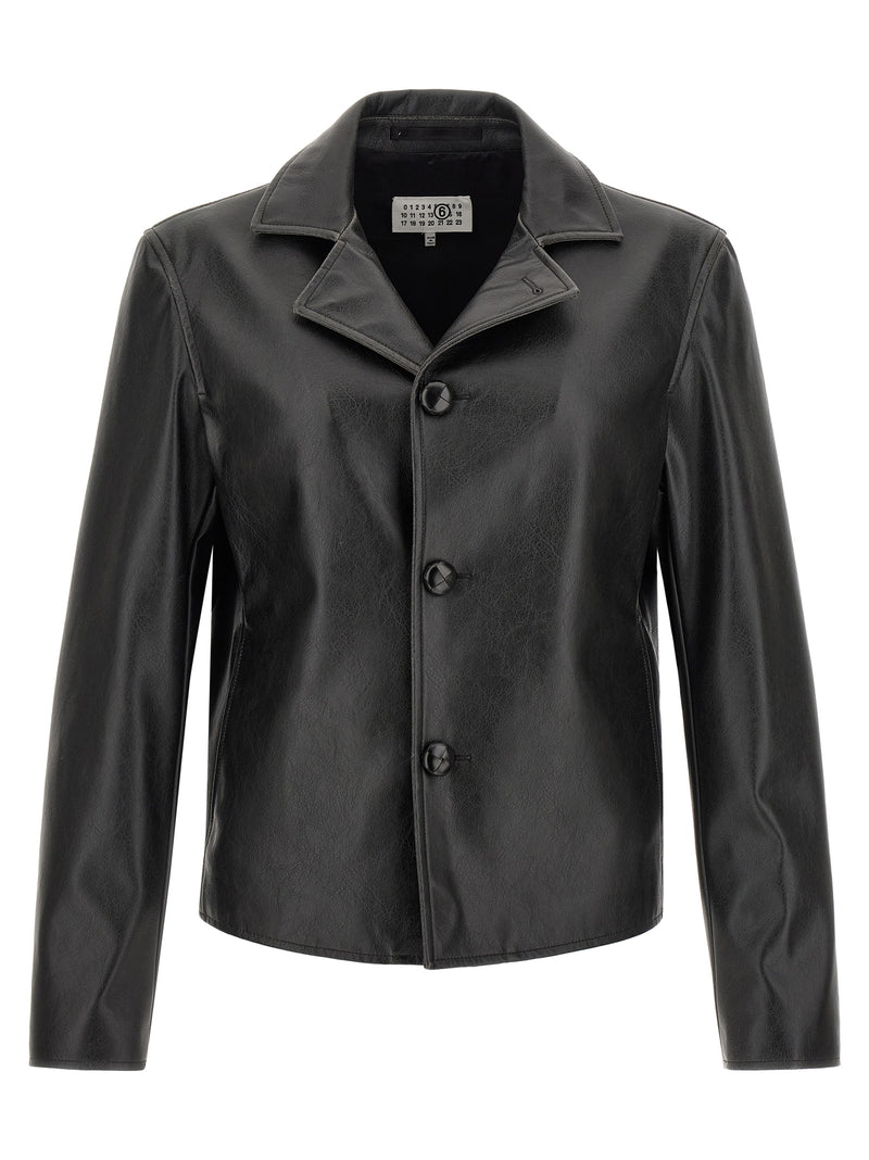 Veste en cuir de polyester noir MM6 Maison Margiela
