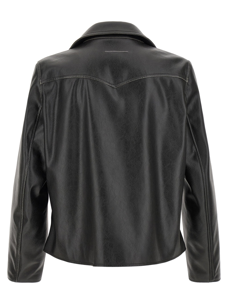 Veste en cuir de polyester noir MM6 Maison Margiela