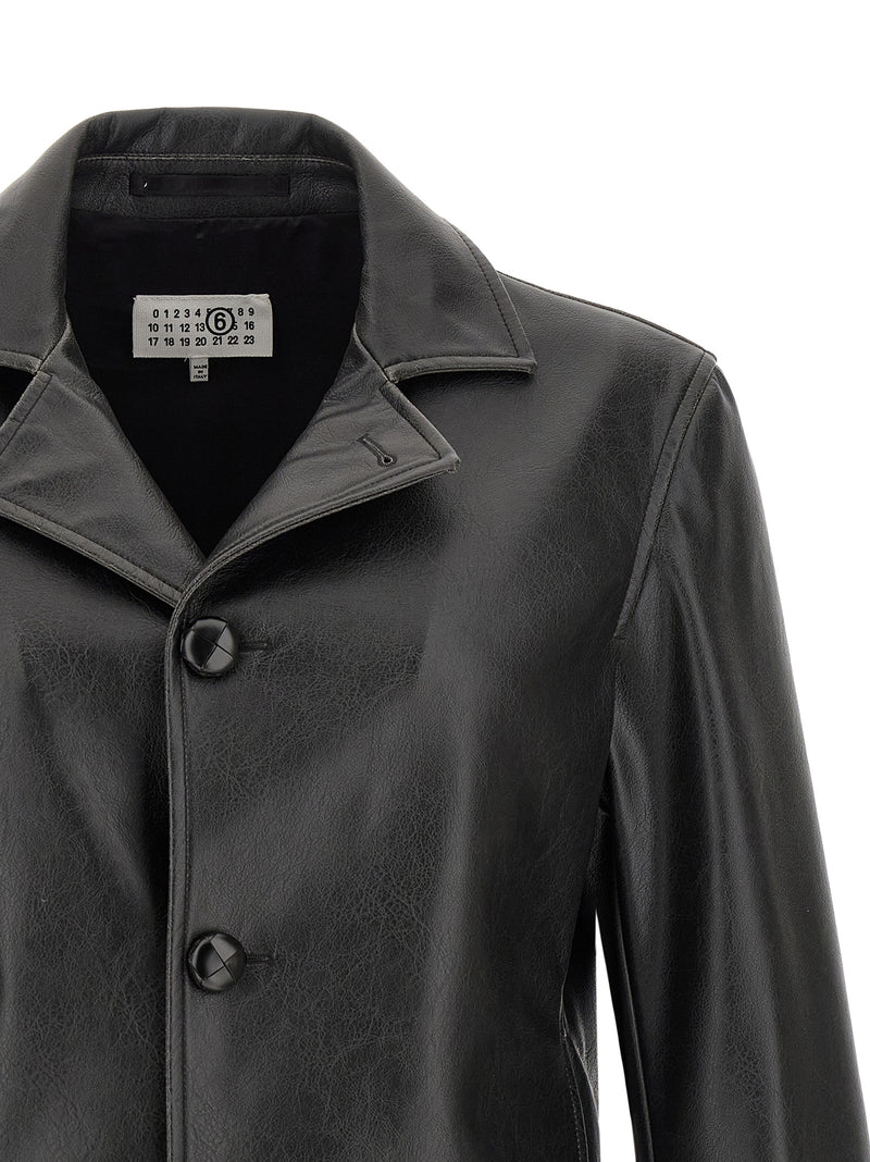 Veste en cuir de polyester noir MM6 Maison Margiela