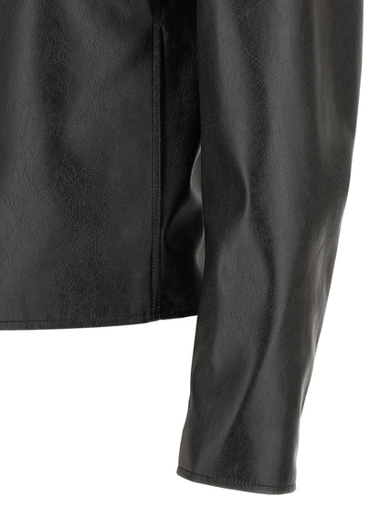 MM6 Maison Margiela Black Polyester Leather Jacket