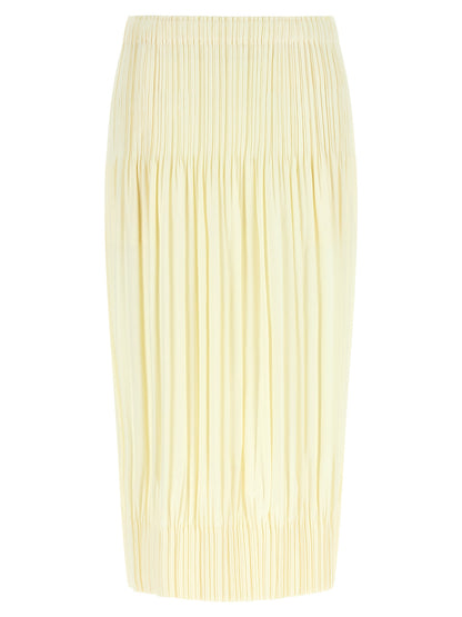 PLEATS PLEASE ISSEY MIYAKE Bicolor Polyester Midi Skirt