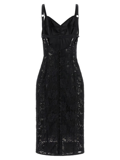 Dolce & Gabbana Black Polyamide Midi Dress