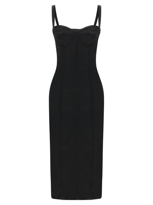 Dolce & Gabbana Black Acetate Midi Dress - Elegant Design
