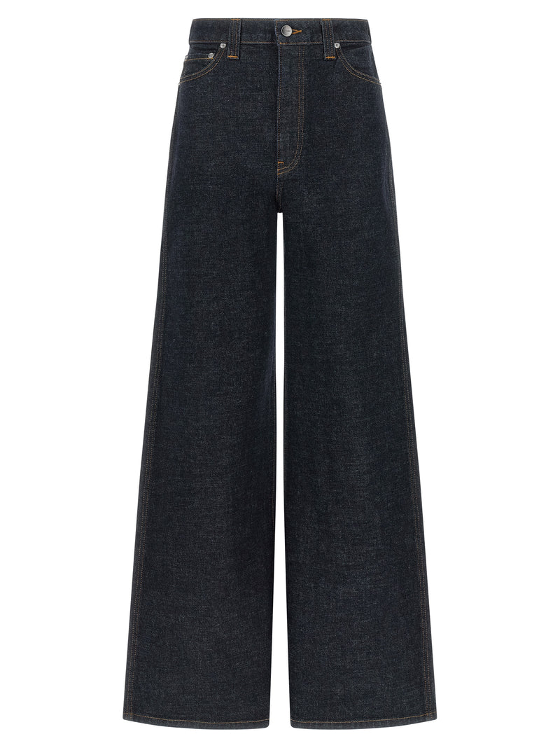 Jean évasé en coton bleu Khaite