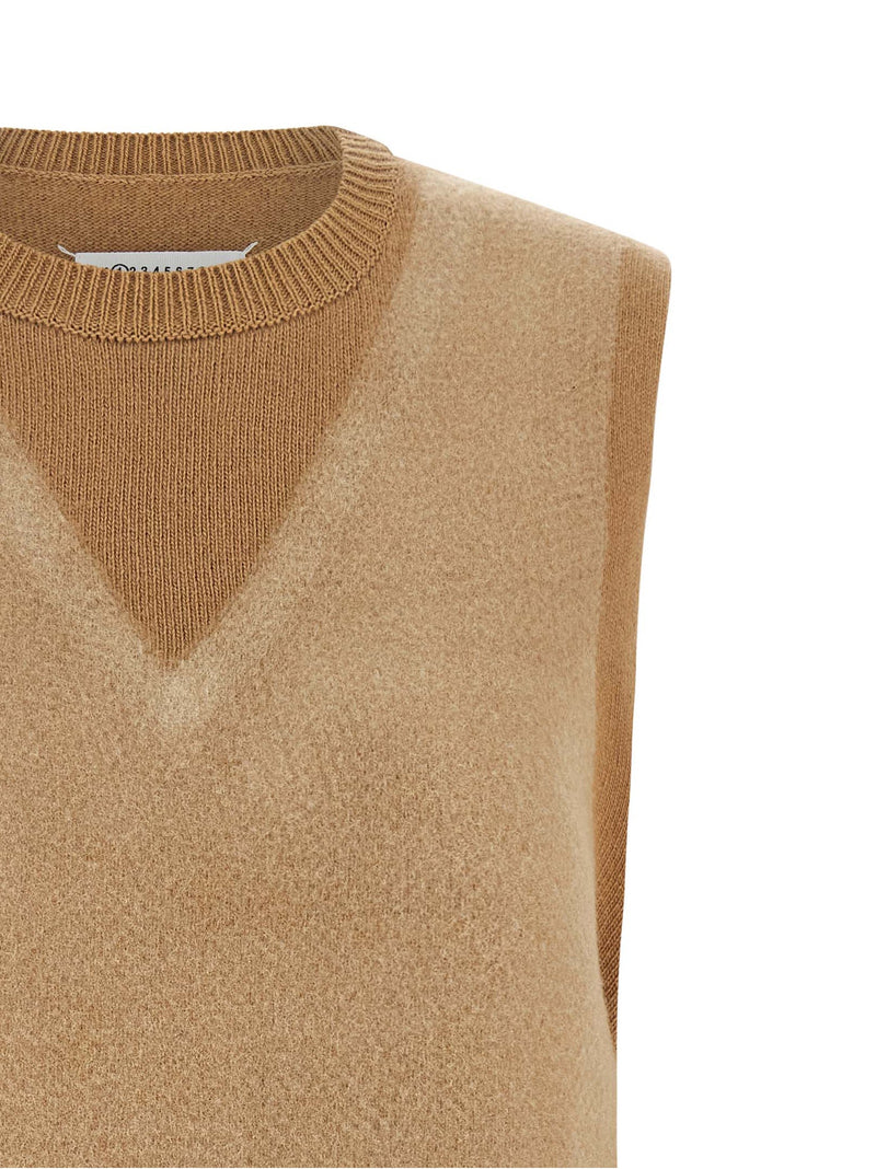 Veste sans manches en laine vierge beige Maison Margiela