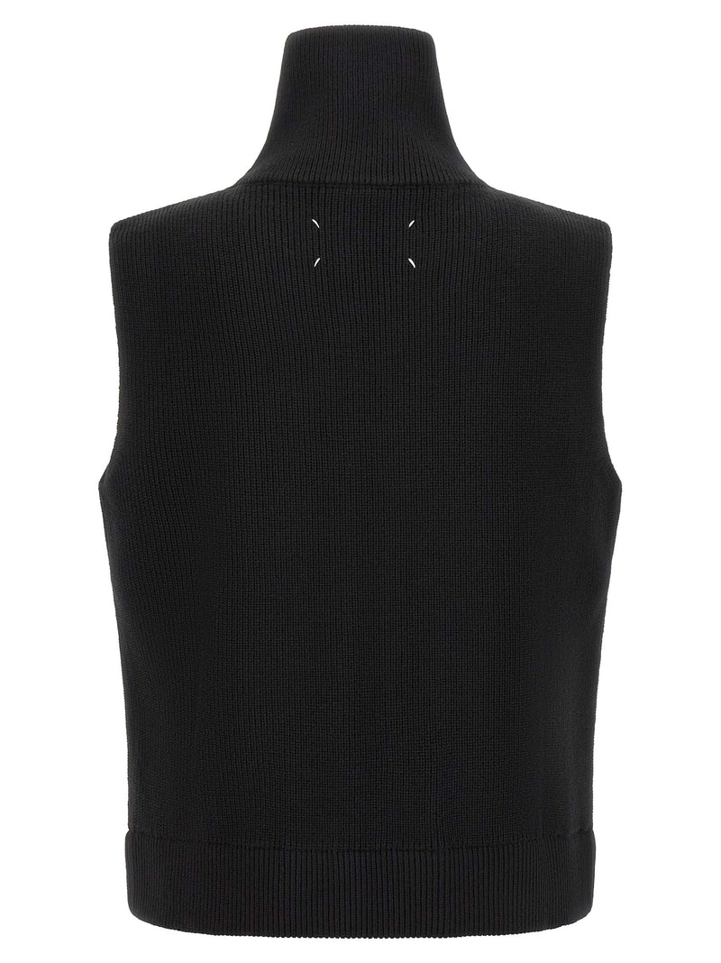 Pull noir sans manches en laine Maison Margiela