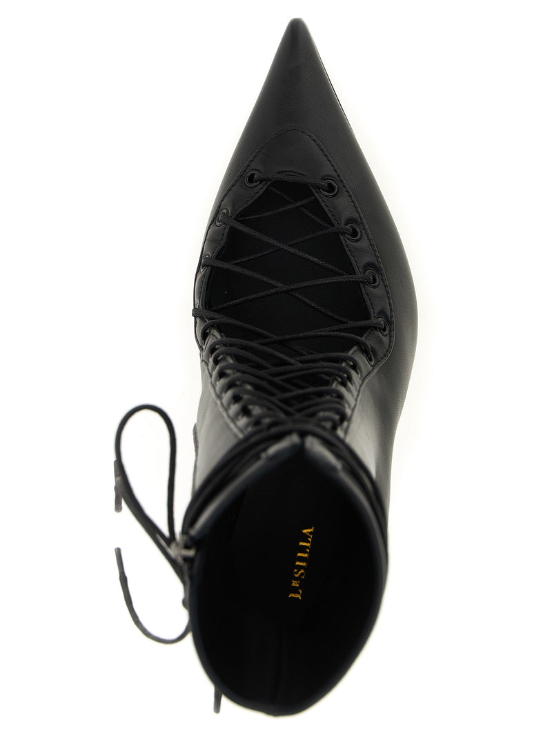 LE SILLA Colette Black Lamb Leather Ankle Boots