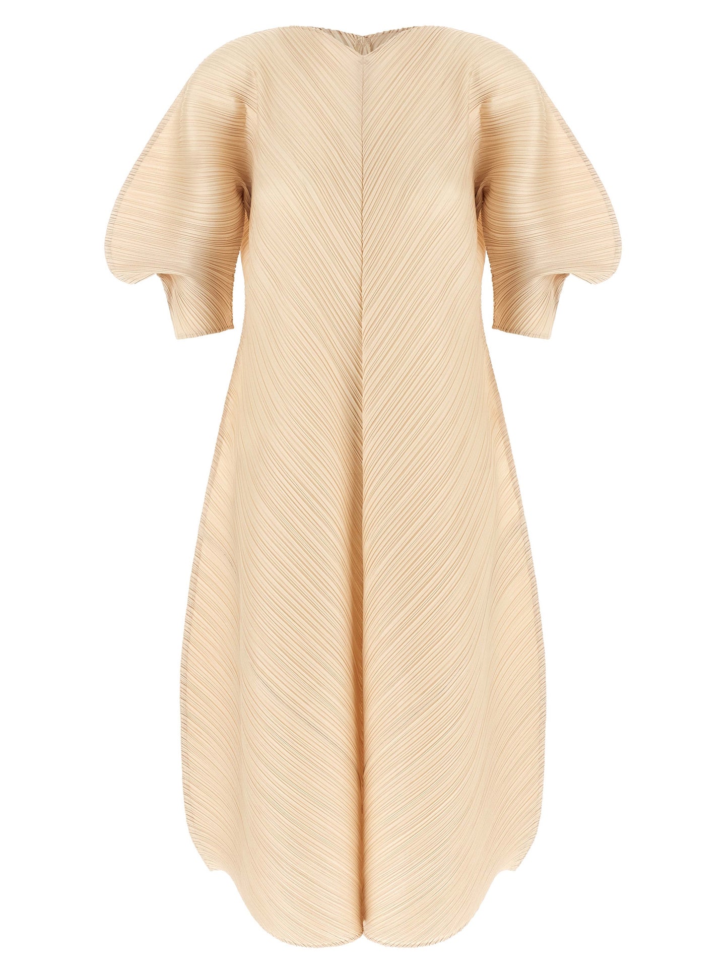 PLEATS PLEASE ISSEY MIYAKE Beige Polyester Midi Dress