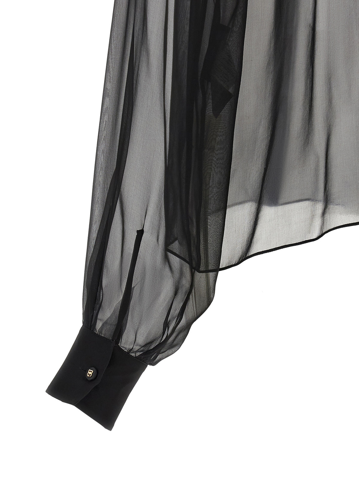 Dolce & Gabbana Black Silk Blouse with Floral Detail