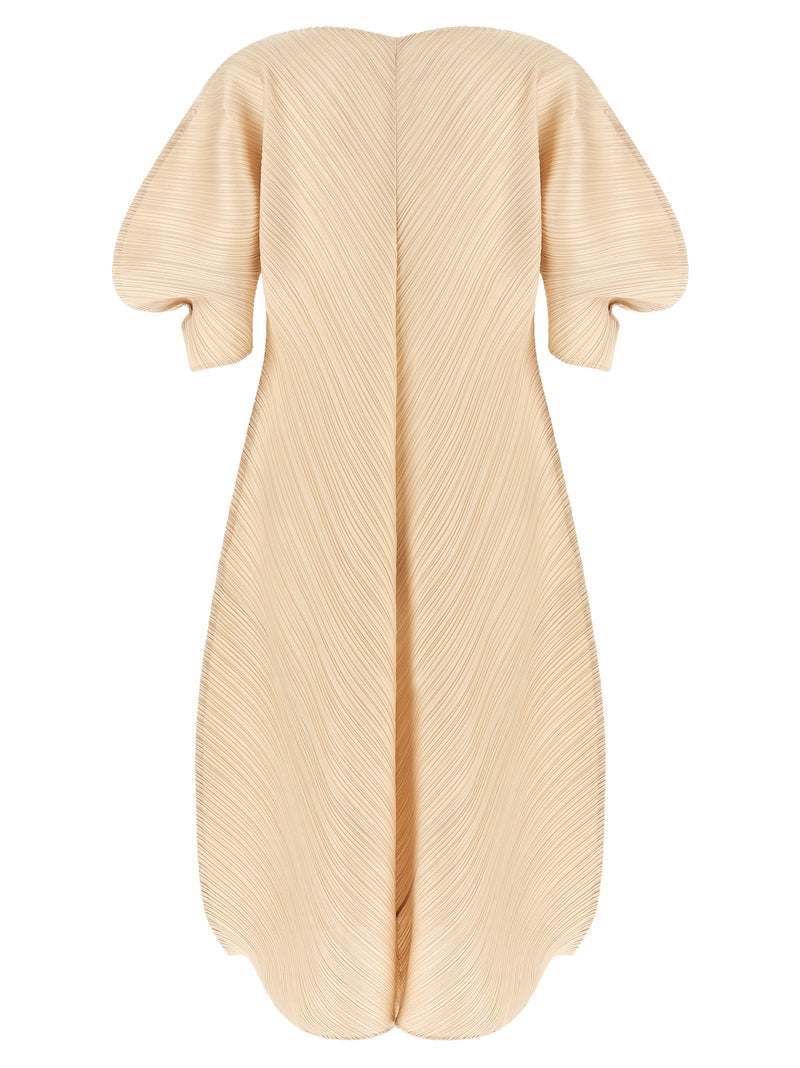 PLEATS PLEASE ISSEY MIYAKE Beige Midi Dress - Elegant Design