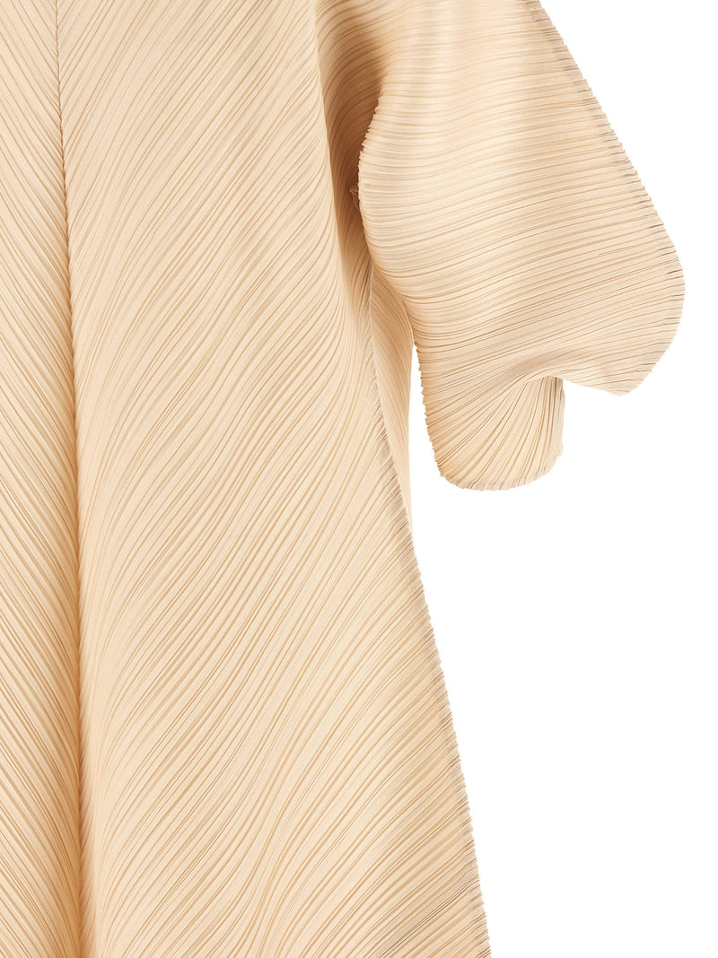 PLEATS PLEASE ISSEY MIYAKE Beige Midi Dress - Elegant Design