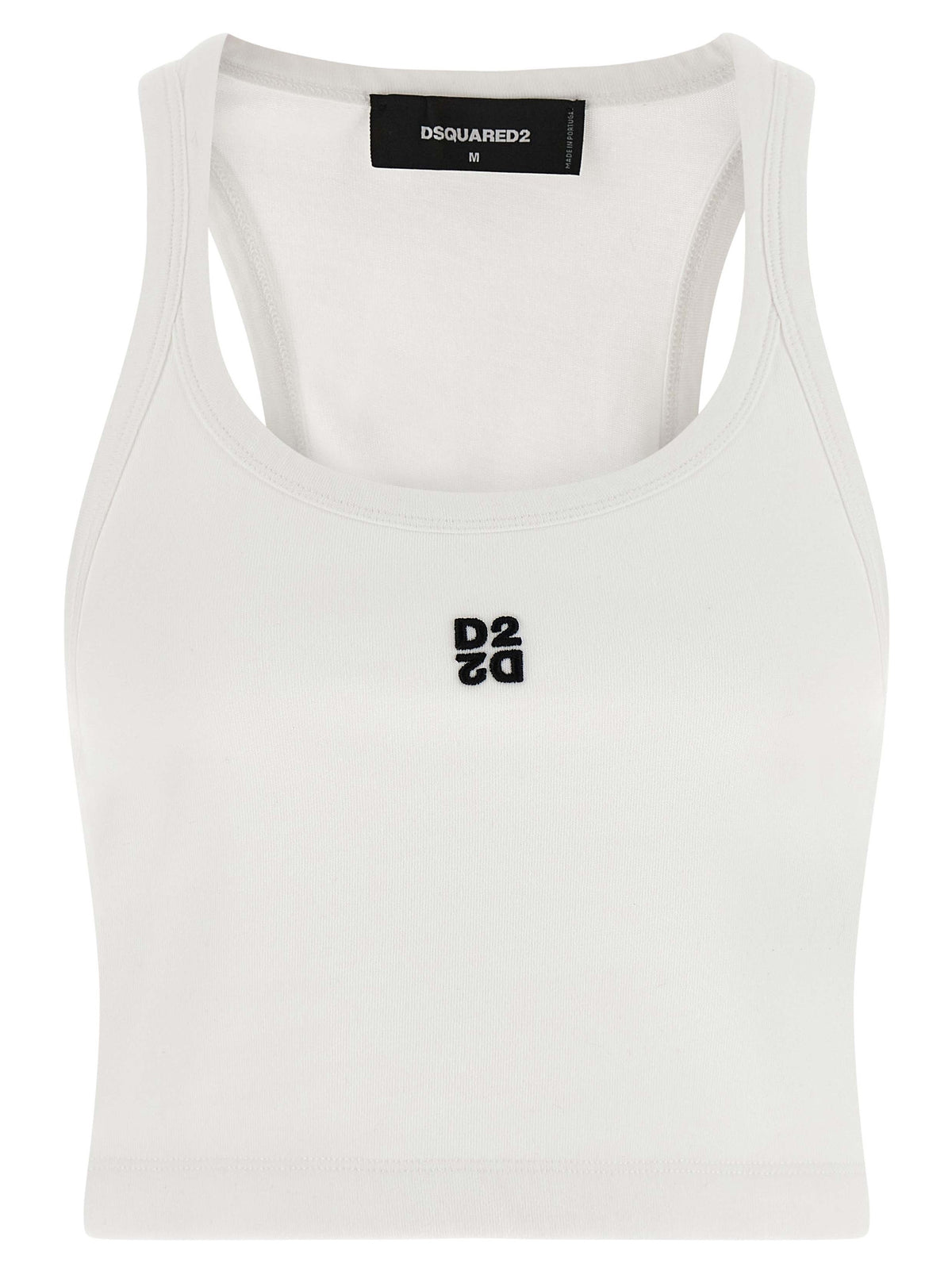 Dsquared² D2 Upside Down White Cotton Tank Top