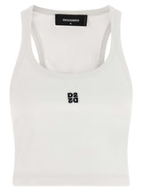 Dsquared² D2 Upside Down White Cotton Tank Top
