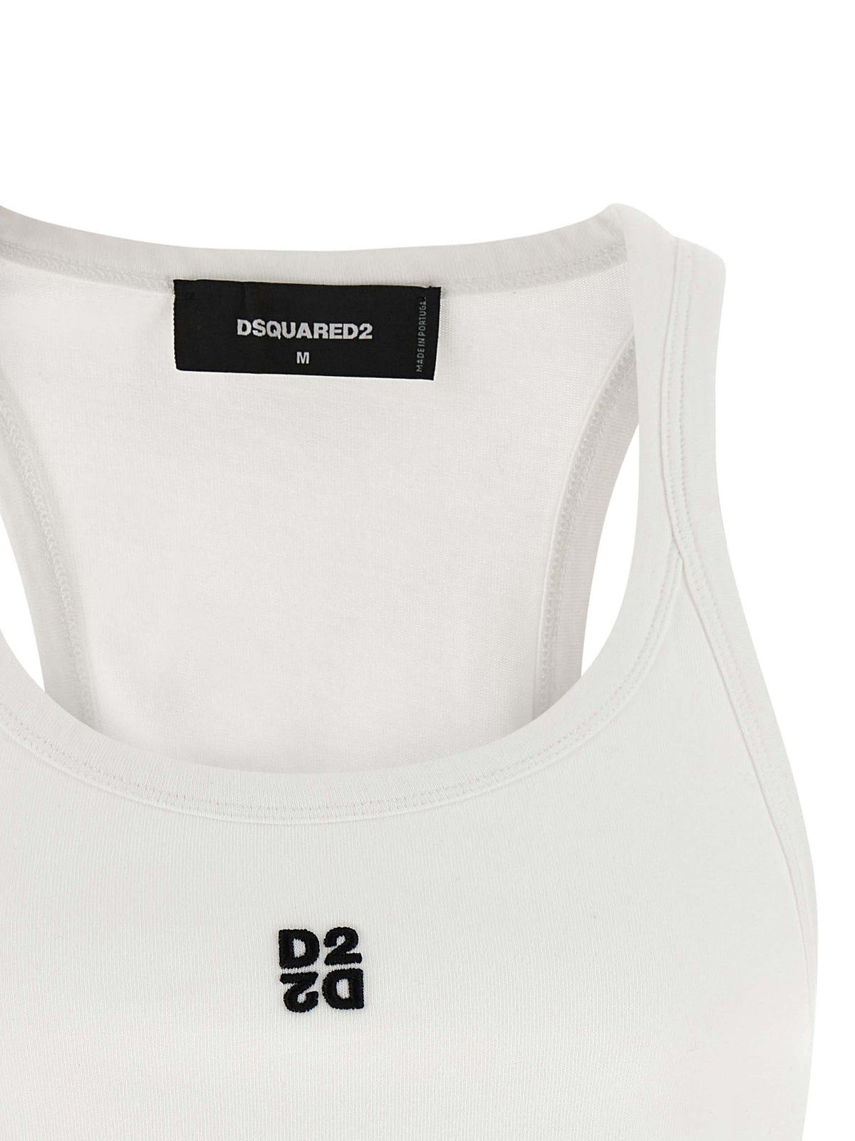Dsquared² D2 Upside Down White Cotton Tank Top