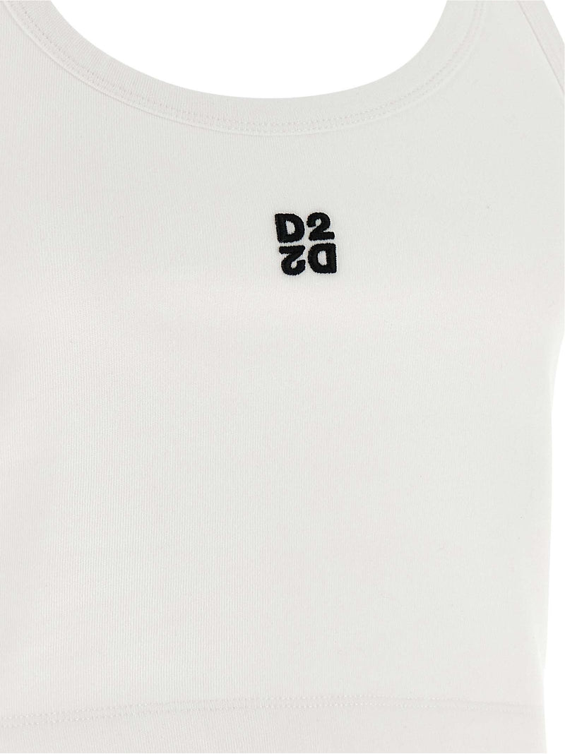 Dsquared² D2 Upside Down White Cotton Tank Top