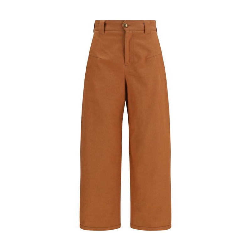 Chloé Orange Cotton Casual Pants - Stylish Barrel-Leg Design