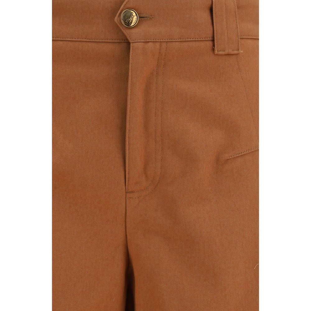 Chloé Orange Cotton Casual Pants - Barrel-Leg Design