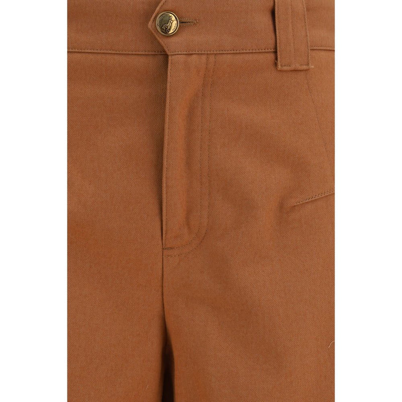 Chloé Orange Cotton Casual Pants - Stylish Barrel-Leg Design