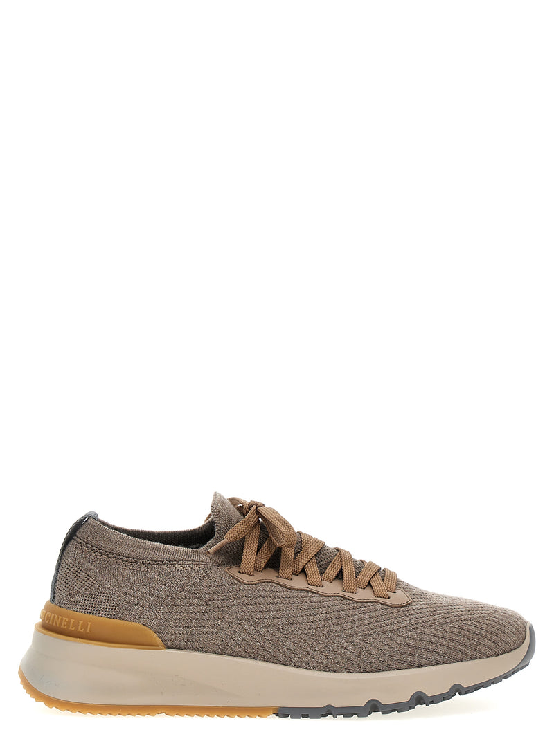 Brunello Cucinelli Gray Wool Low Top Sneakers for Men