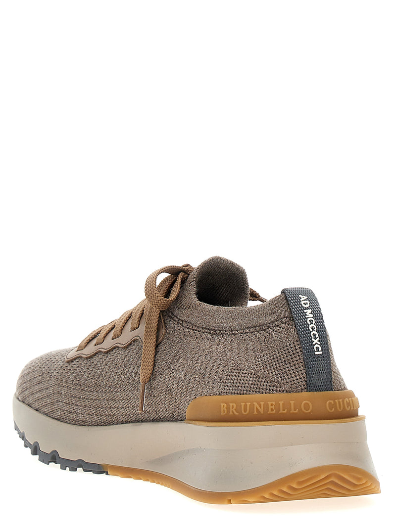 Brunello Cucinelli Gray Wool Low Top Sneakers for Men