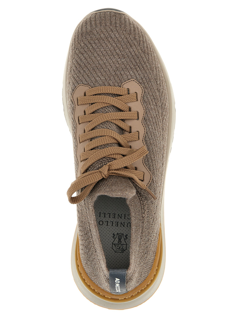 Brunello Cucinelli Gray Wool Low Top Sneakers for Men