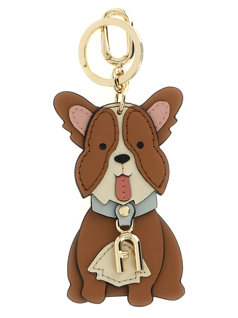 Furla Allegra Brown Leather Corgi Keychain