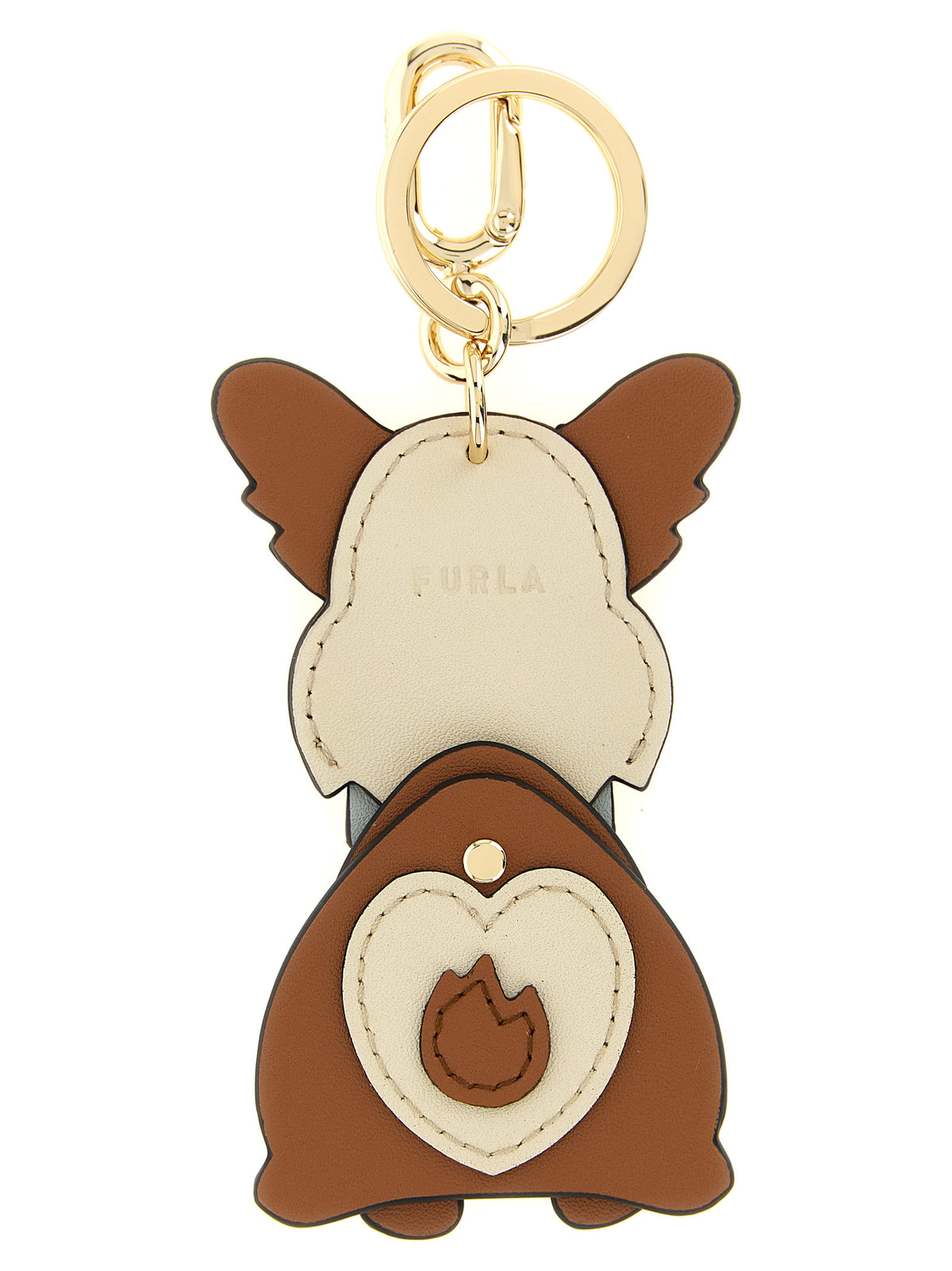 Furla Allegra Brown Leather Corgi Keychain