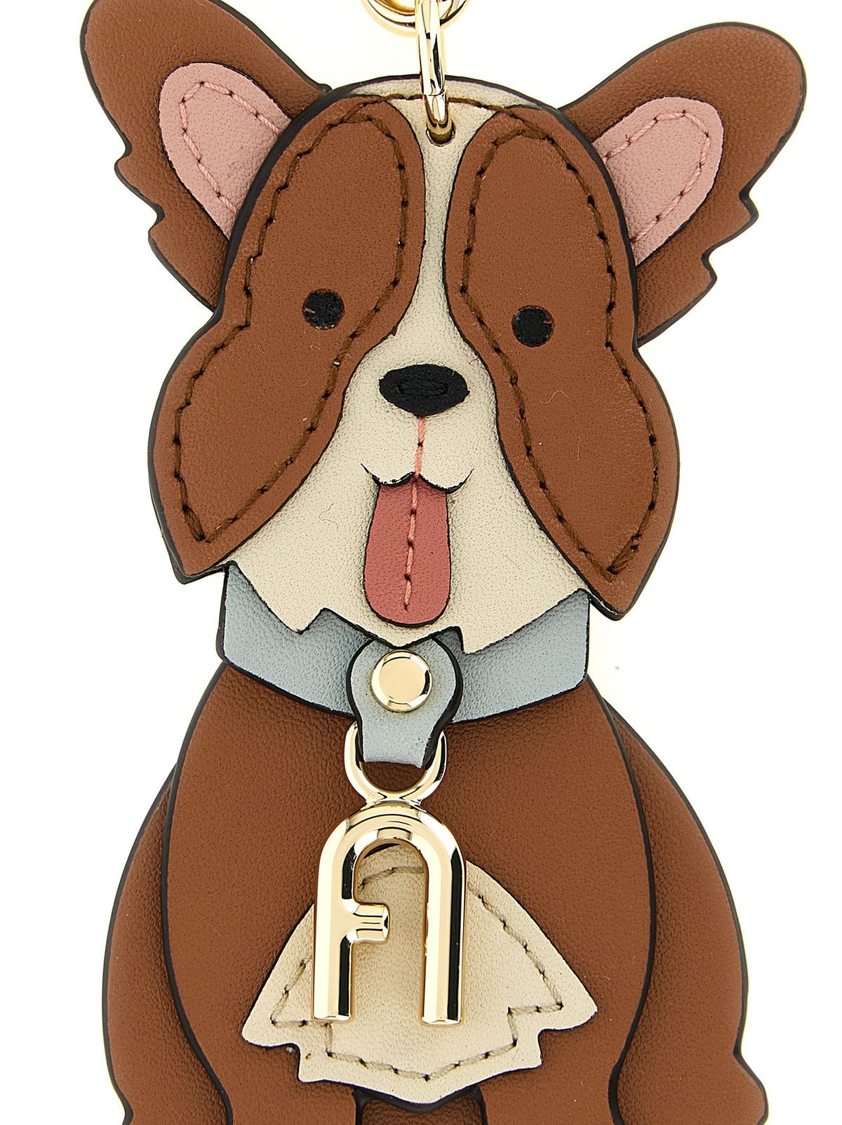 Furla Allegra Brown Leather Corgi Keychain