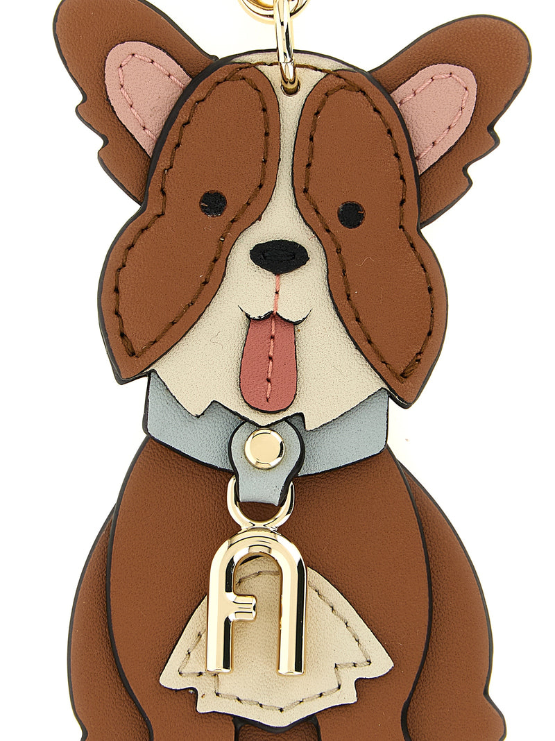 Furla Allegra Brown Leather Corgi Keychain