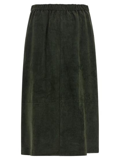 'S Max Mara Bicolor Lamb Leather Midi Skirt