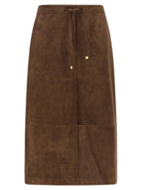 Jupe midi en cuir d'agneau doré 'S Max Mara