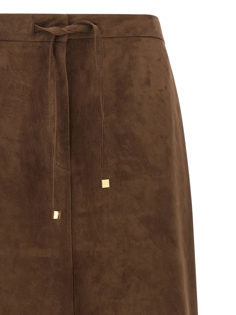 Jupe midi en cuir d'agneau doré 'S Max Mara