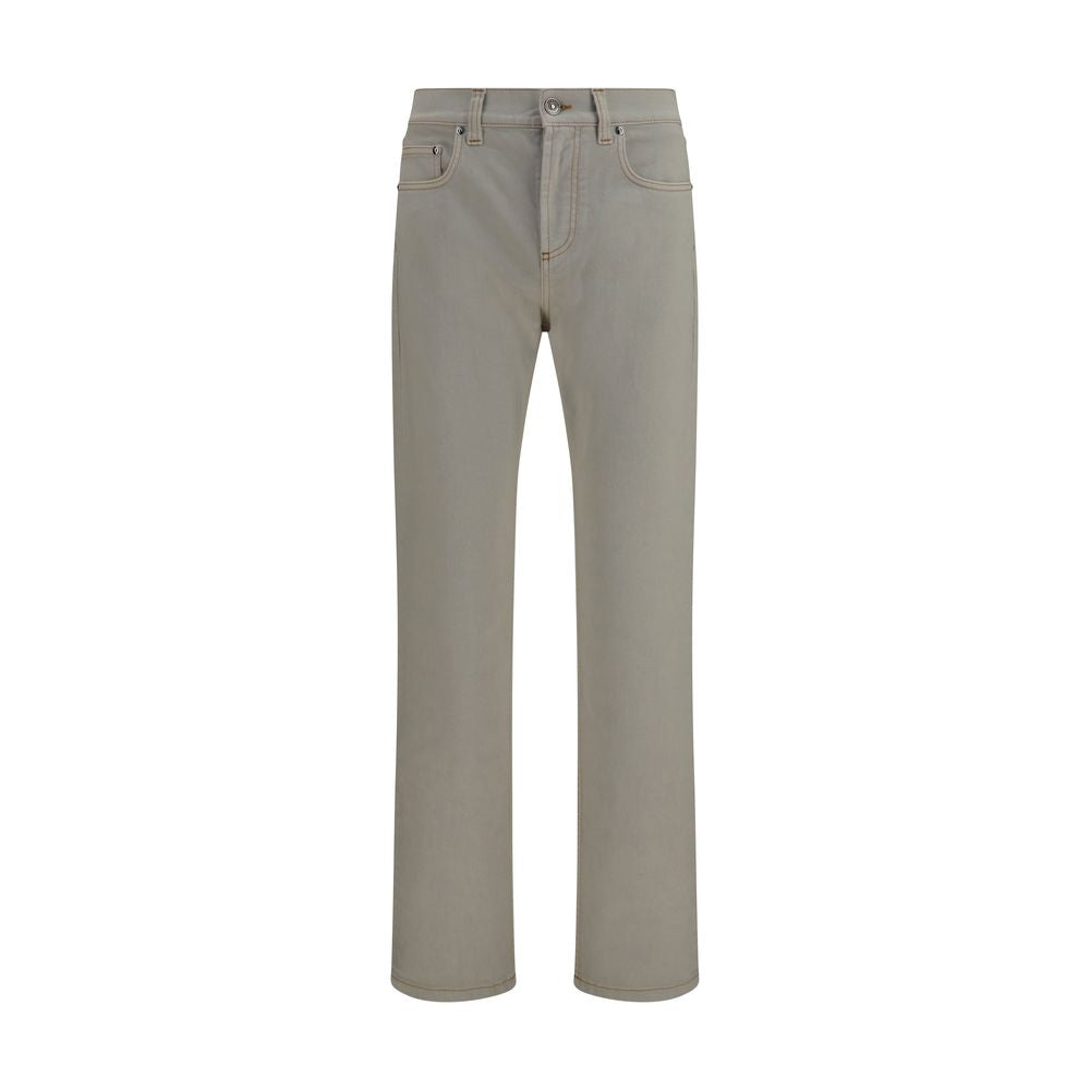 Versace Beige Cotton Tapered Jeans for Men