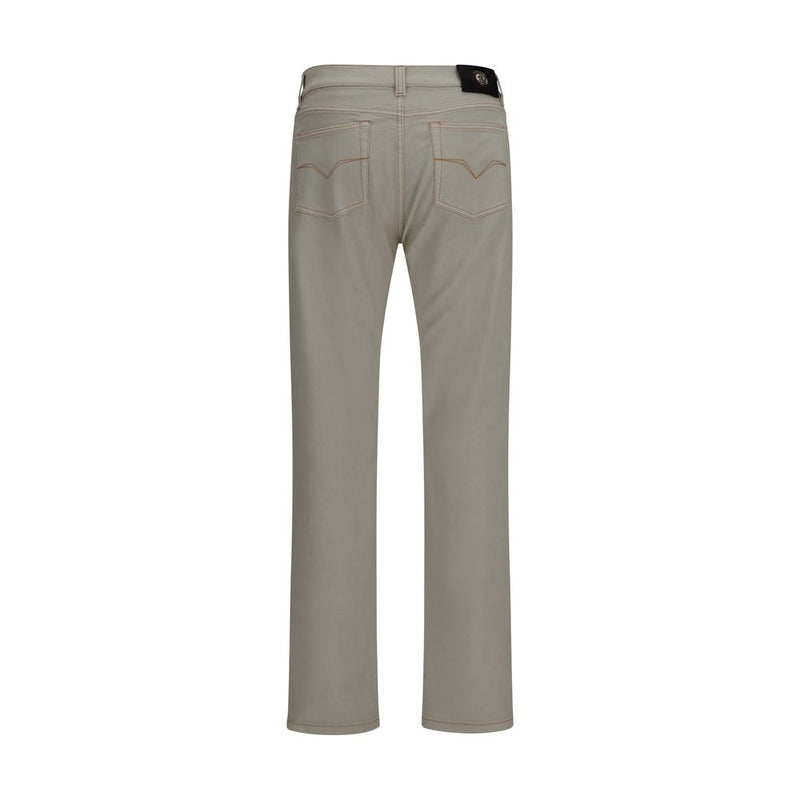 Versace Beige Cotton Tapered Jeans for Men