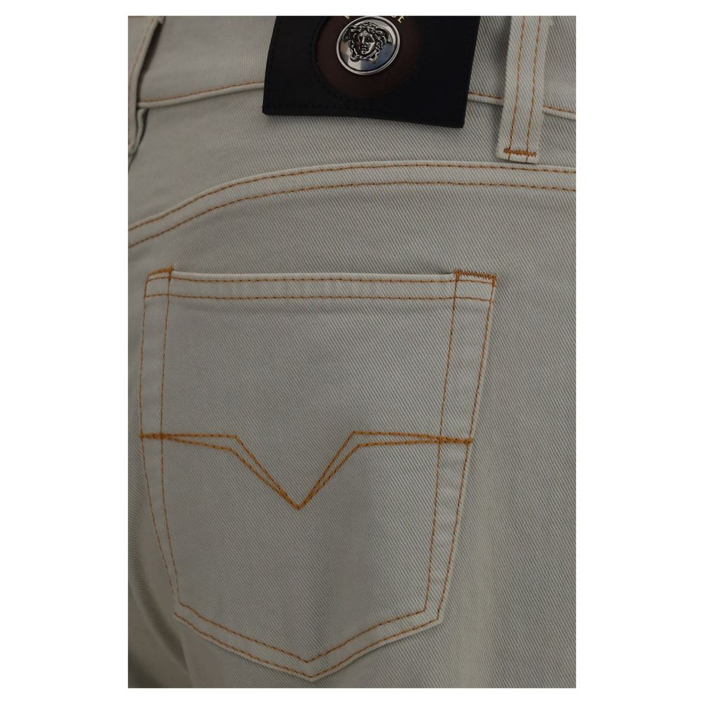 Versace Beige Cotton Tapered Jeans for Men