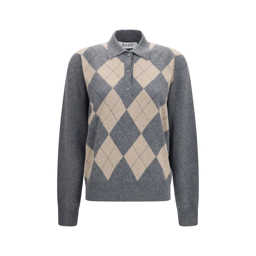 Polo Shirt en Polyamide Grise Rohe - Ballantyne Argyle
