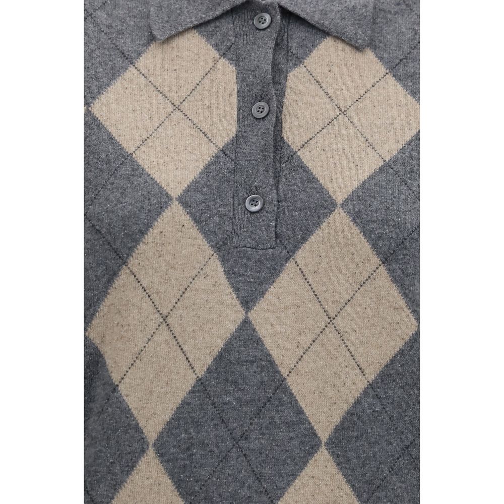 Polo Shirt en Polyamide Grise Rohe - Ballantyne Argyle