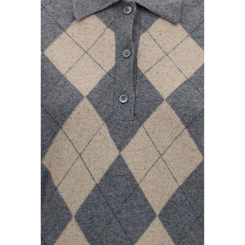 Polo Shirt en Polyamide Grise Rohe - Ballantyne Argyle