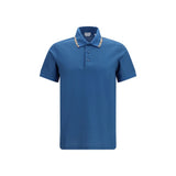 Burberry Blue Cotton Polo Shirt with Check Trims