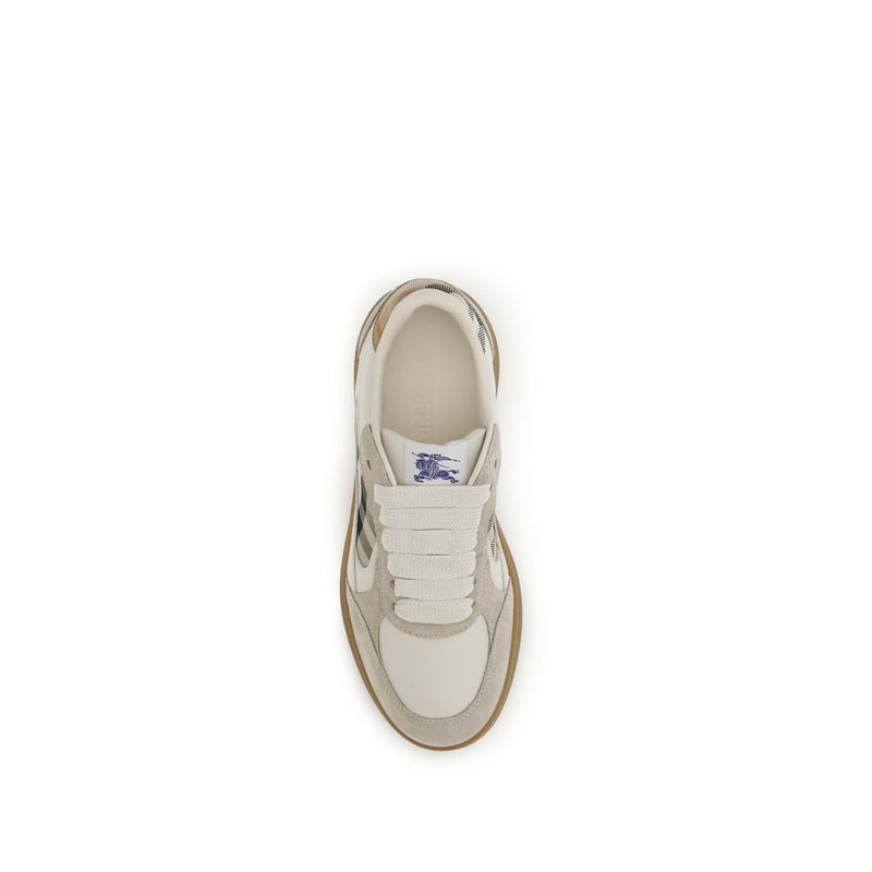 Burberry Beige Calf Leather Bos Taurus Sneakers for Women