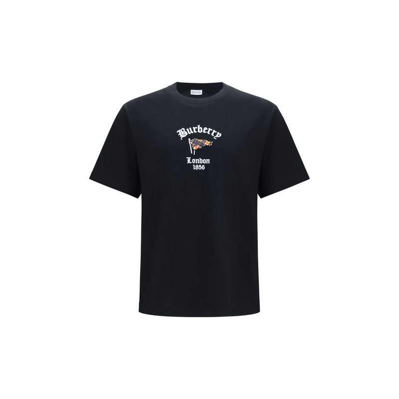 Burberry Black Cotton T-Shirt with Archive Check Detail