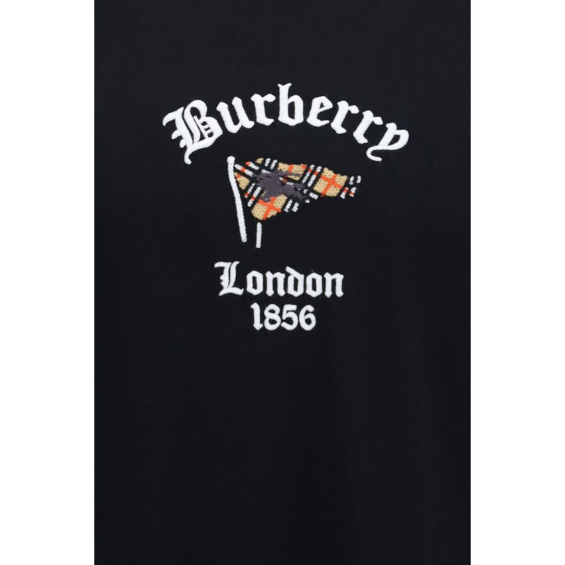 Burberry Black Cotton T-Shirt with Archive Check Detail