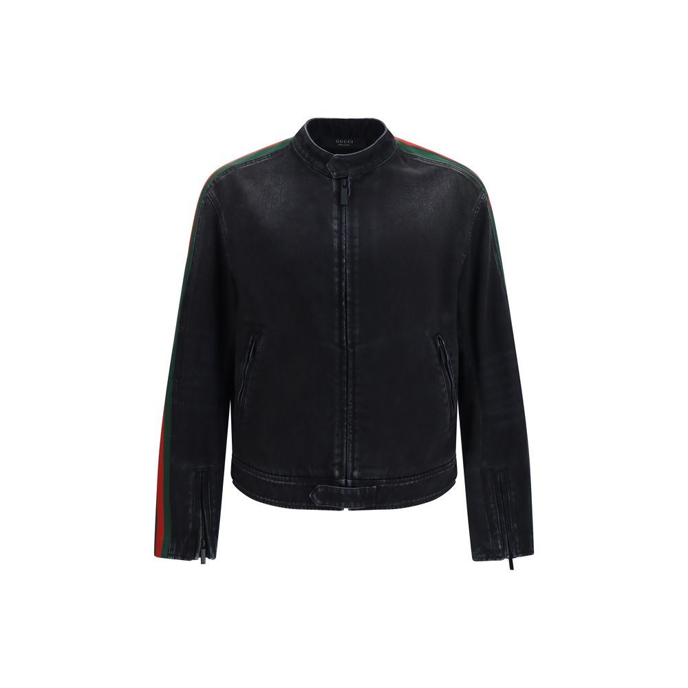 Gucci Black Cotton Biker Jacket - AW26