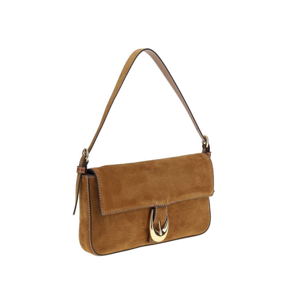 Staud Brown Calf Leather Harlow Shoulder Bag