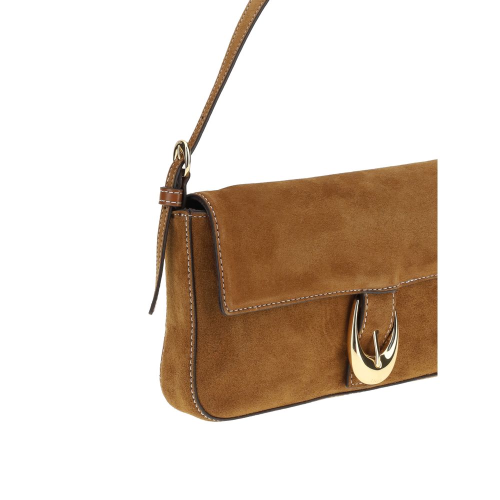 Staud Brown Calf Leather Harlow Shoulder Bag