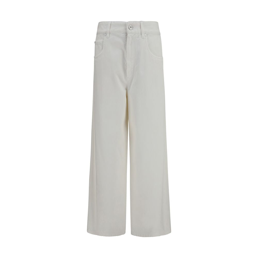 Brunello Cucinelli Beige High-Rise Palazzo Jeans for Women