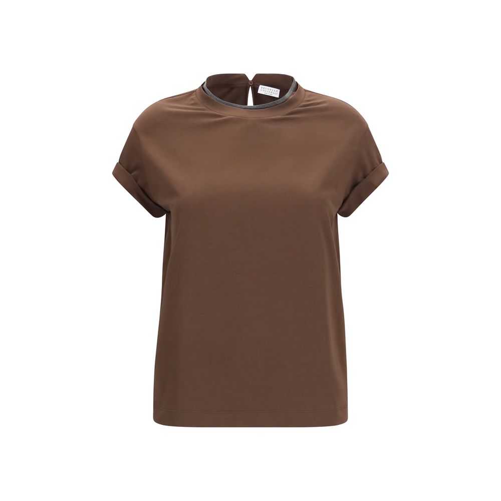 Brunello Cucinelli Brown Elastane T-Shirt for Women